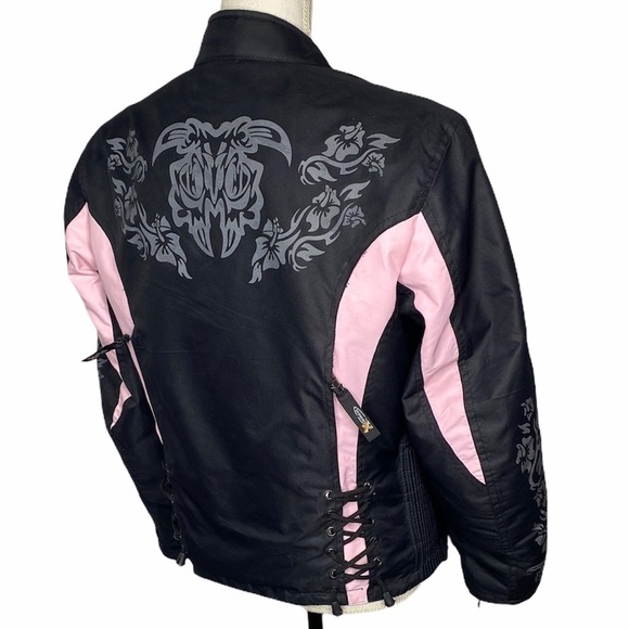 X Element Black & Pink Motorcycle Full Zip Jacket - Picture 6 of 12